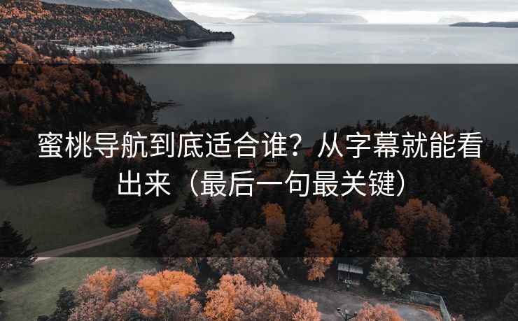 详细阅读:蜜桃导航到底适合谁?从字幕就能看出来(最后一句最关键) 蜜桃导航到底适合谁?从字幕就能看出来(最后一句最关键)